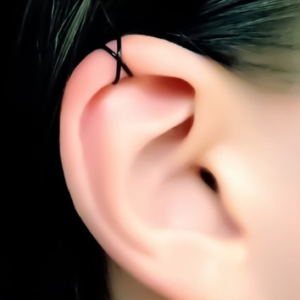 💕Faux Fake Black Criss Cross Ear Lip Nose Cuff💕